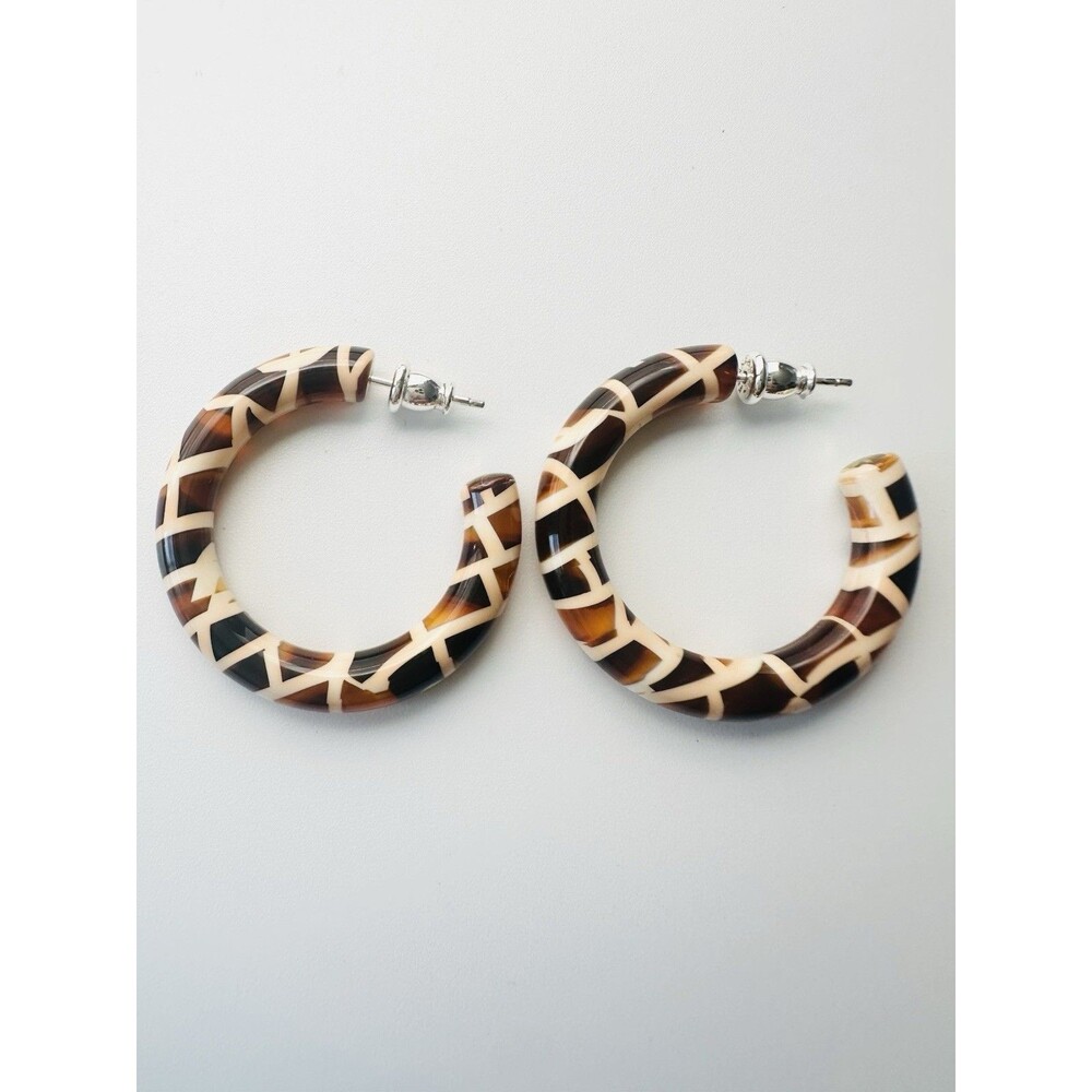 925 Sterling Silver Post Acrylic Hoop Earrings